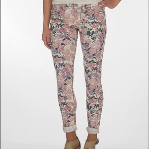 Miss Me Cargo Floral Rose Cuff Skinny Jeans 26